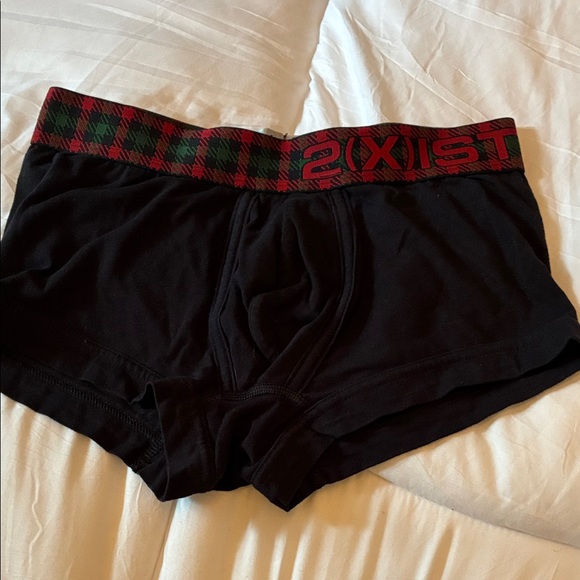 2xist Black Boxer Briefs with Green and Red Waistband - Picture 1 of 2